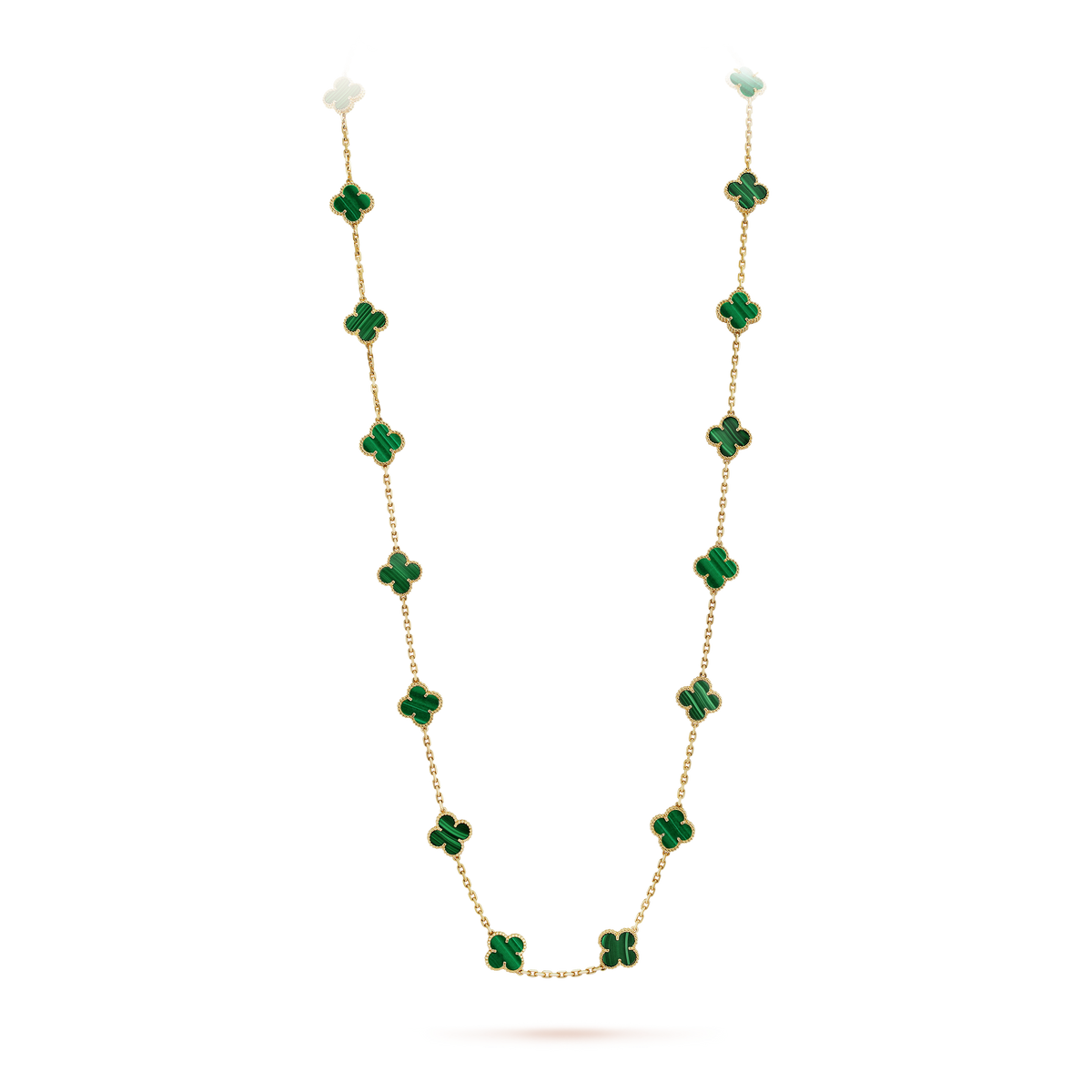 Van Cleef & Arpels Vintage Alhambra Malachite 20 Motifs Long Necklace