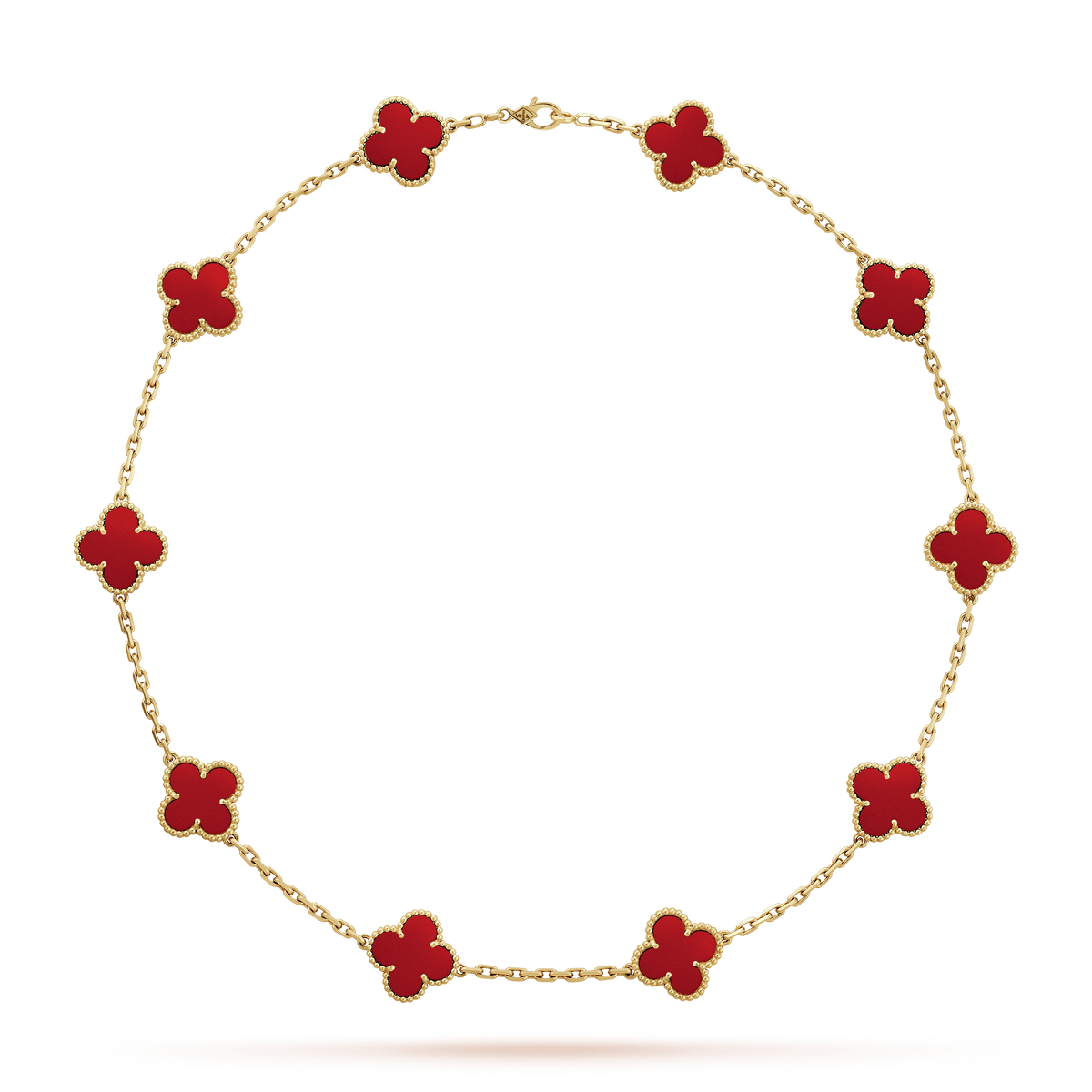 Van Cleef & Arpels Vintage Alhambra Red Carnelian 10 Motifs Necklace